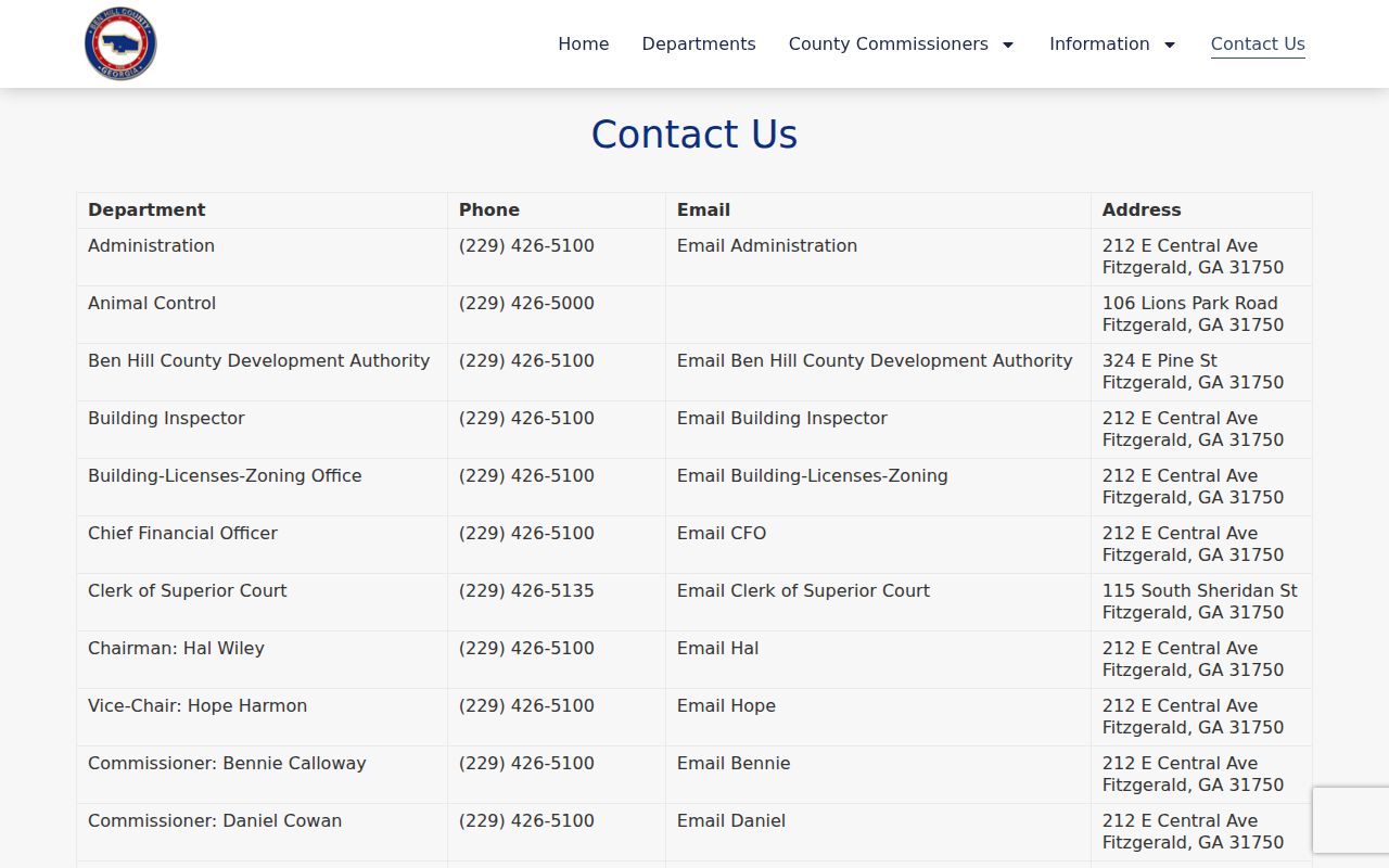 Ben Hill County directory listing local court contacts for case lookup fallbacks