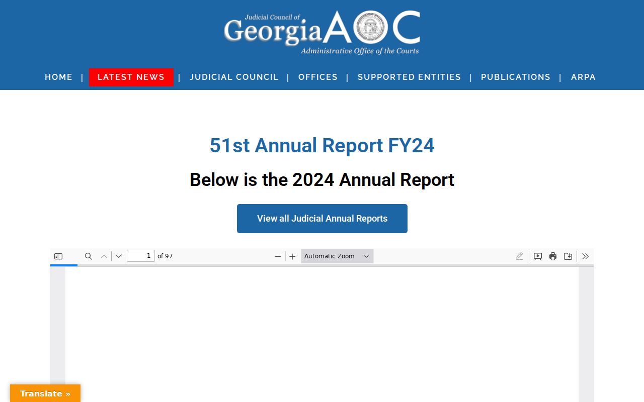 Georgia Judicial Council fiscal year 2024 annual report page