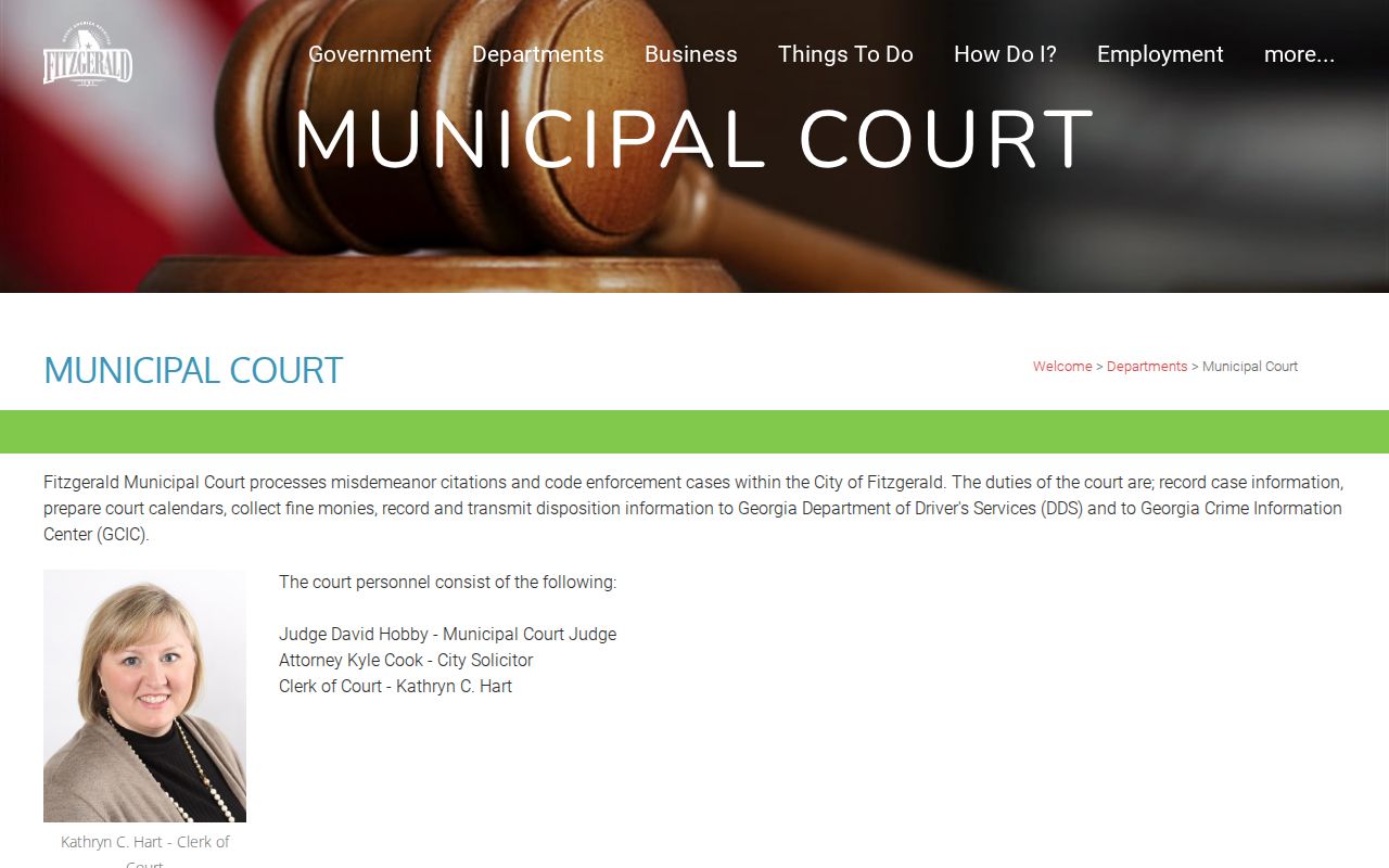 Ben Hill County traffic ticket Fitzgerald Municipal Court details